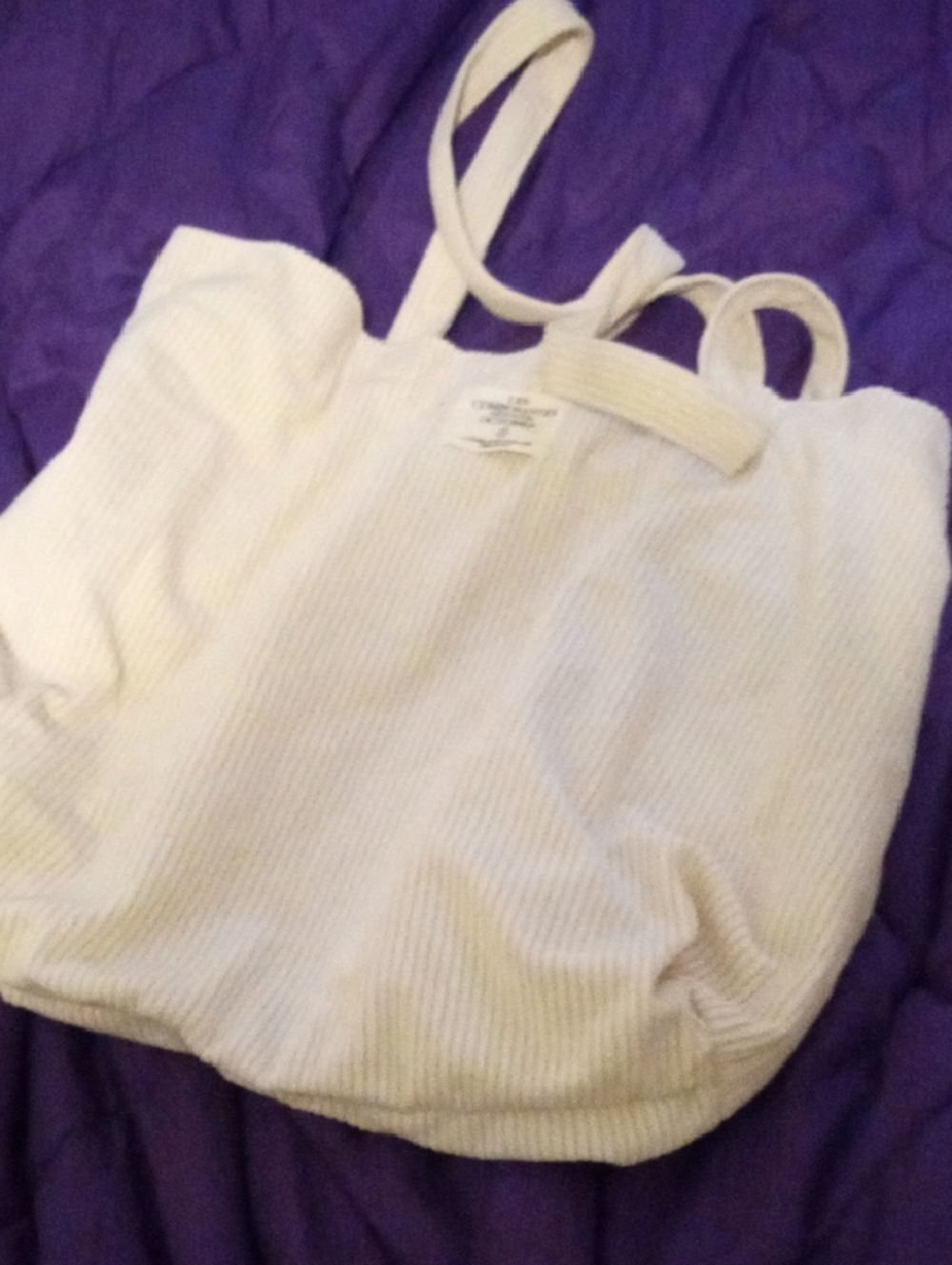 Cream Corduroy Tote Bag with Double Straps